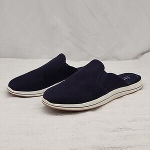 CLARKS BREEZE SHORE MULES DENIM BLUE LADIES SIZE 10 GUC